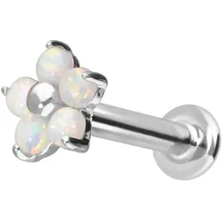 14 Karat Gold Labret mit Innengewinde BLUME + 5 SYNTHETISCHE OPALE