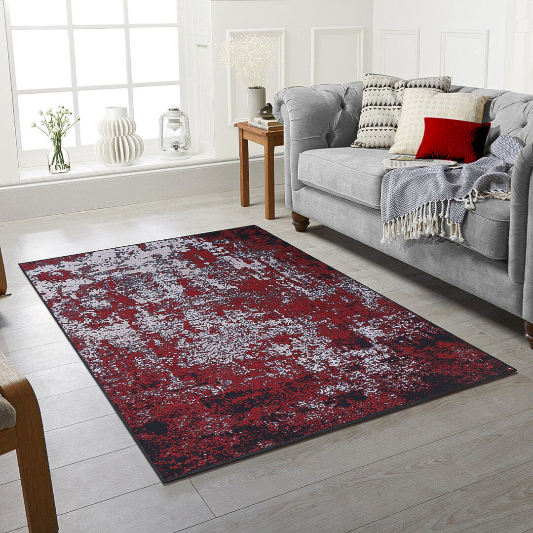 Borough Wharf Abele Rectangle Abstract Dhurrie Washable Area Rug Red Rectangle 160 x 230cm