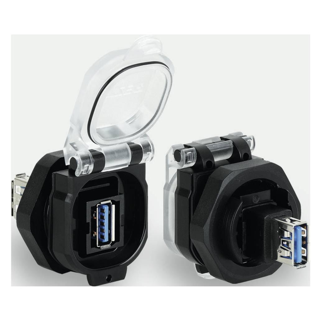 Lütze Einbaudose USB-3.0 A/A F/F 180° PC mit Klappdeckel USB-3.0 A/A F/F 180° PC 493 (493112)