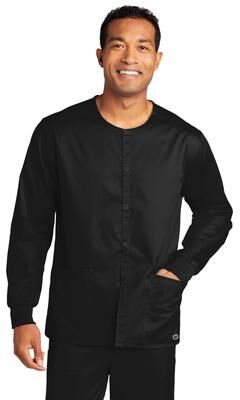 Wonderwink WW3080 WorkFlex Snap-Front Scrub Jacket in Black size 3XL   Polyester Blend