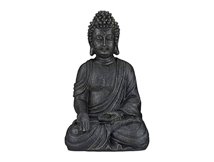 Relaxdays Buddha Figur sitzend, 40cm hoch, Feng Shui Deko, wetterfest & frostsicher, große Garten Dekofigur, Farbauswahl