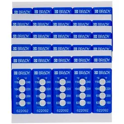 Brady, Etiketten, TIL-4-82C/180F, B-7511, Irreversible, temperaturanzeigende Etiketten, Polyester, Weiss auf Bl