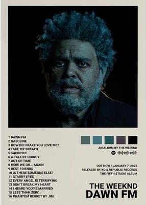 Inspire Select The Weeknd Music Album Canvas Poster Hip Hop Singer Wall Art Print For Modern Home Decor dm8 3 11.81 X 16.54 In unframed