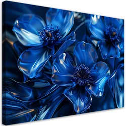 LEINWANDBILD Blaue Glasblumen 3D Makro 60x40cm