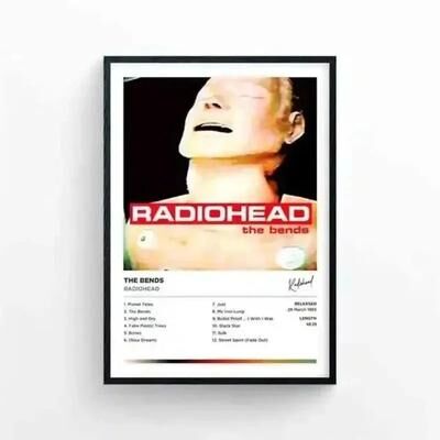 Inspired Finds Radiohead The Bends Retro Album Canvas Poster For Music Room & Home Wall Decor distorted Britpop 15.75x19.69in No Frame