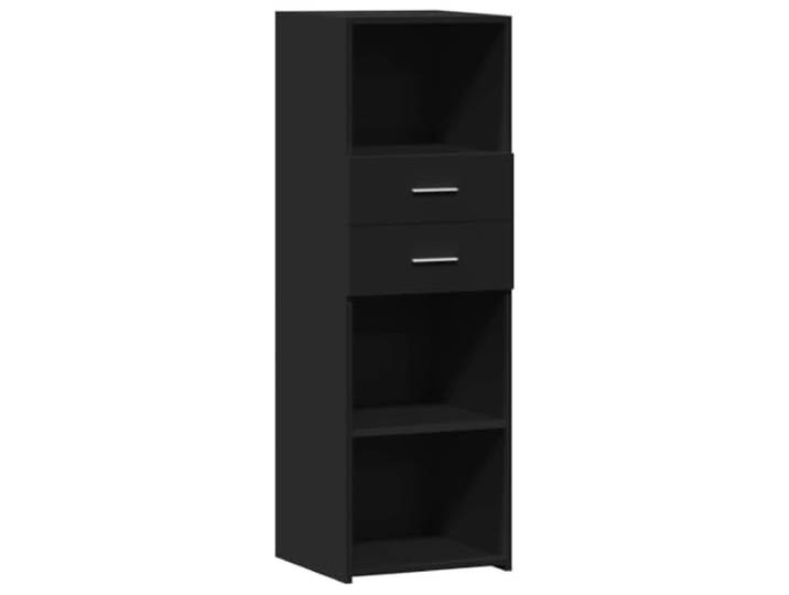 GFMGUEMV Highboard Schwarz 40x42,5x124 cm aus Holzwerkstoff mit Stauraum Zeitloses Design, feuchtigkeitsbestaendig, pflegeleichte Oberflaeche, mit Wandhalterung