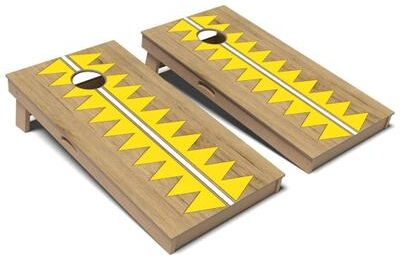 Skip's Garage Canary Yellow Slice Cornhole Board Set