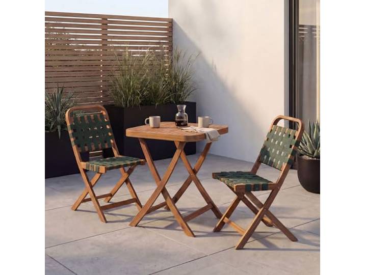 Mendler Garten-Set HWC-P70 Seilgeflecht Akazie Holz klappbar - Natur, grün