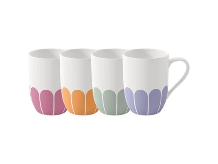 Villeroy & Boch - Fleur Couleur Henkelbecher-Set 4-teilig, Becher für Kaffee & Heißgetränke, Tassen mit Griff, Kaffeebecher, Kaffeetassen, Spülmaschinenfest & Mikrowellensicher, Premium Porzellan
