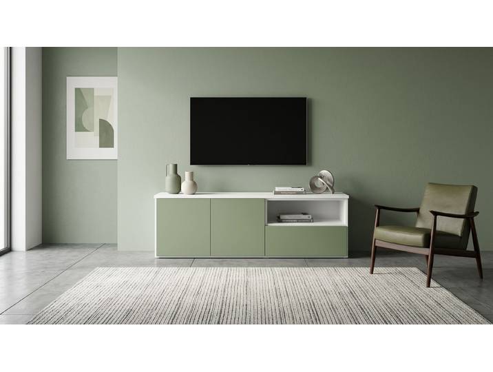 TV Lowboard skandinavisch MDF Beschichtet MDF Weiß matt