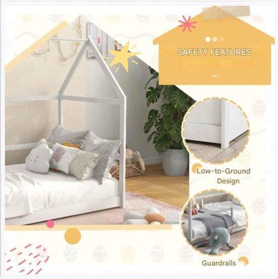 Kinderbett - Laufstegbett - Spielbett - Bett Mit Gitter - Niedriges Bett - Massivholzbett - Für Matratze 190x90 cm