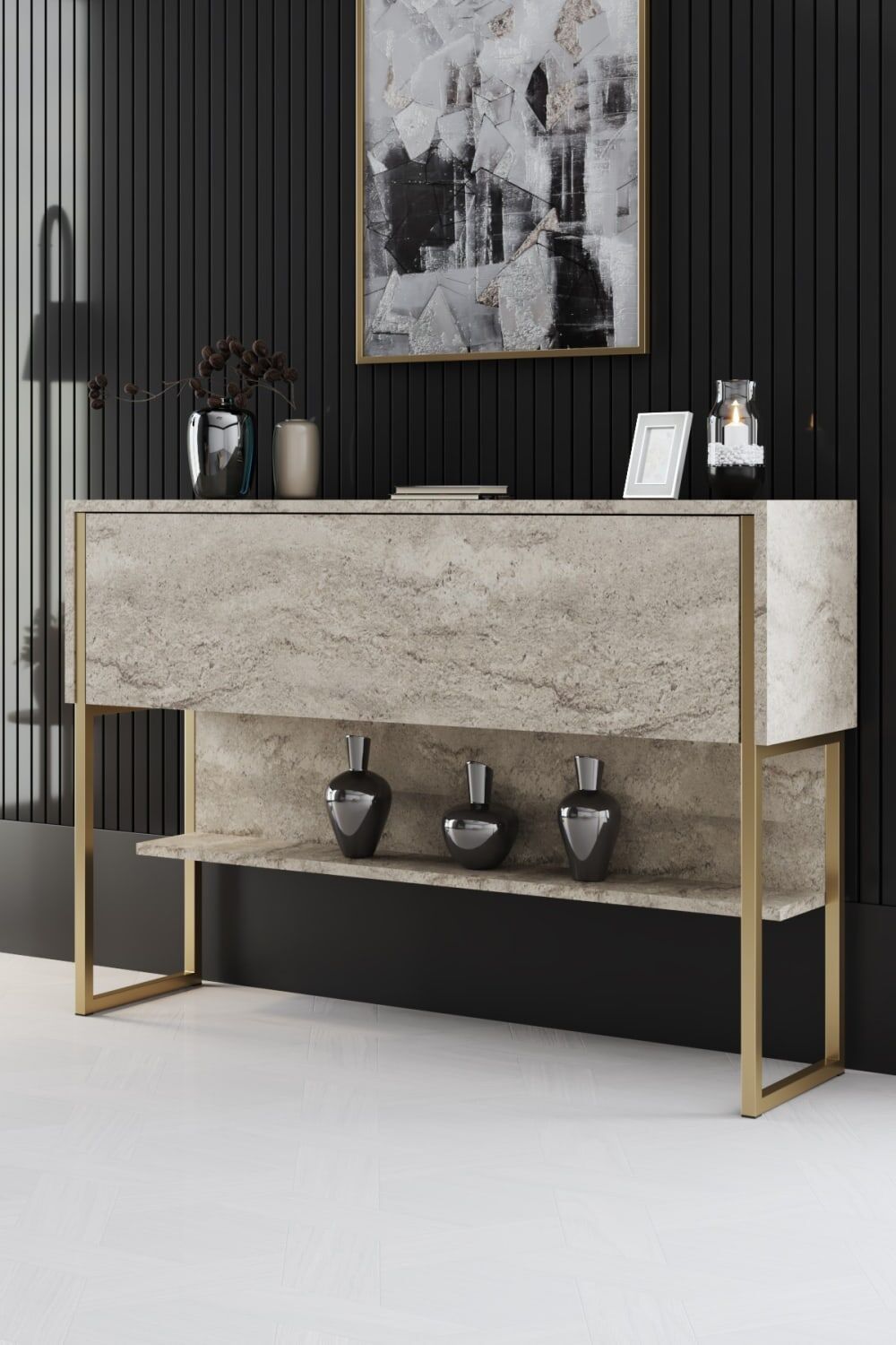 Habitat & Jardin Console en bois beige 120 x 30 x 80 cm Beige 120x80x30cm