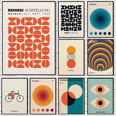 Inspire Essentials Abstract Bauhaus Orange Geometric Wall Art Canvas Prints 22 11.81 15.75 In