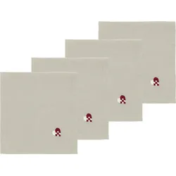 Christmas Hearts Embroidery Stoffservietten beige-rot 4 St.