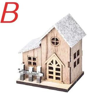 Inspire Curations Luminous LED Mini Wooden Christmas House DIY LED Christmas House Ornament b