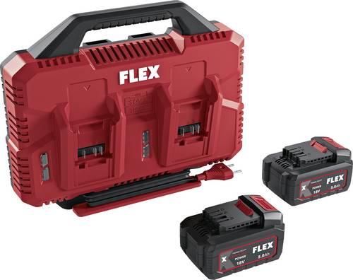 Flex 534911 Stack Pack + 2x 5Ah Werkzeug-Akku und Ladegerät 18V 5Ah
