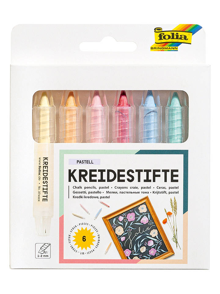 folia PAPER Kreidestifte in Bunt - 6 Stück - onesize