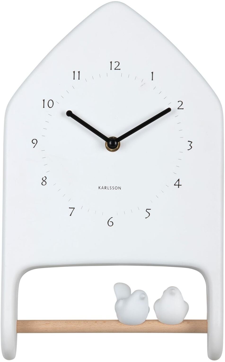Wanduhr KARLSSON "Love Birds 20 x 32 cm", weiss (weiß), Wanduhren, B/H/T: 20cm x 32cm, Wanduhr, B:20cm H:32cm weiß B/H/T: 20cm x 32cm