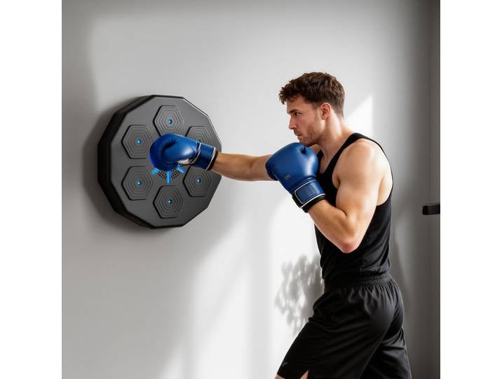 SPORTNOW Machine Boxe Murale 40x40cm Bluetooth Lumières Noir