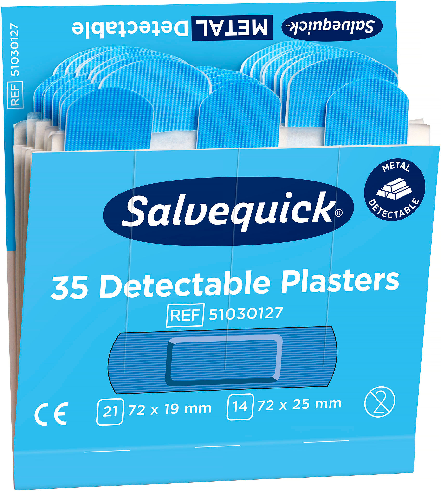 Cederroth Plåster Salvequick, Blue Detect, 35 st