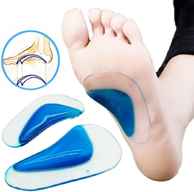 Healfit Counter Flat Foot Corrector Insole, Silicone Gel Arch Support, Professional Orthotic Shoe Cushion For Foot Alignment l For Adults Beige