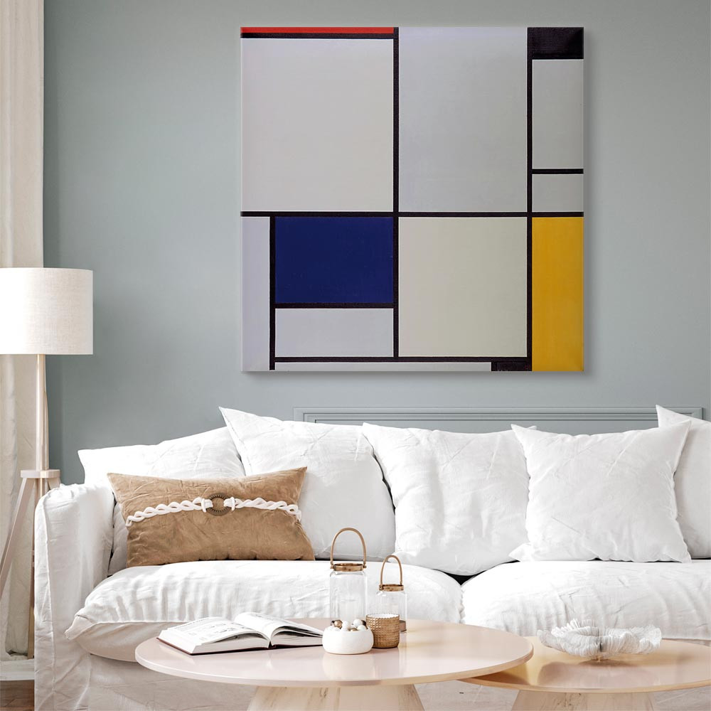 home24 Canvas afbeelding Tableau I, abstracte grafische print, grijs/multicolor, 40 x 40 cm