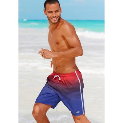Badeshorts BUFFALO, Herren, Gr. M (50), N-Gr, bunt (rot, blau, bedruckt), Microfaser, Microfaser, Polyester, Farbverlauf, bedruckt, Badehosen Badeshorts, mit Farbverlauf