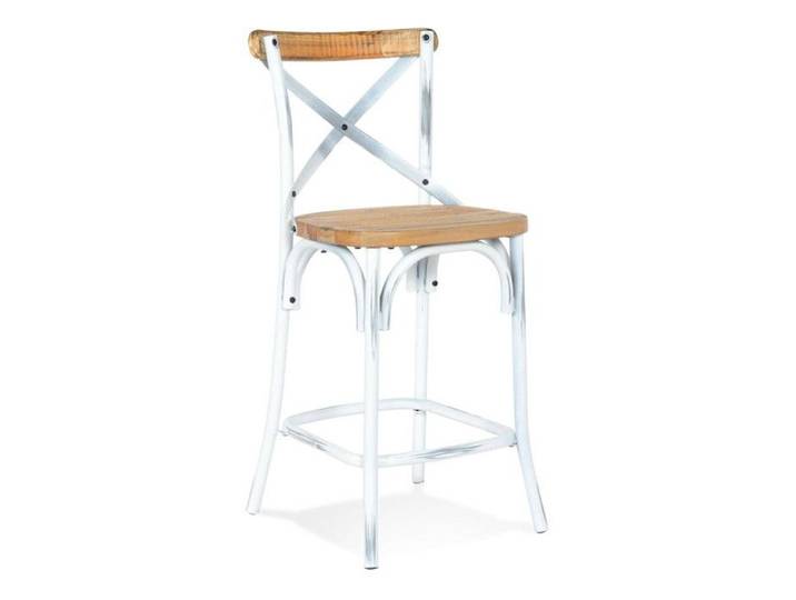 Tabouret de Bar Effet Vieilli  Carey  100cm Naturel & Blanc
