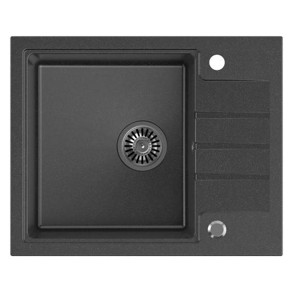 Steiner PETER 116 Steingran black granite sink 1 bowl without (62x50x20) with siphon and plug (62 cm) (HCQP6250CZK)