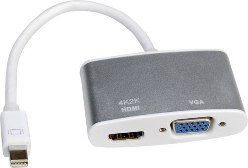 Roline Mini-DisplayPort / VGA Adapterkabel Mini DisplayPort Stecker, VGA 15pol. Buchse 0.10 m Silber 12.03.3161 DisplayPort-Kabel