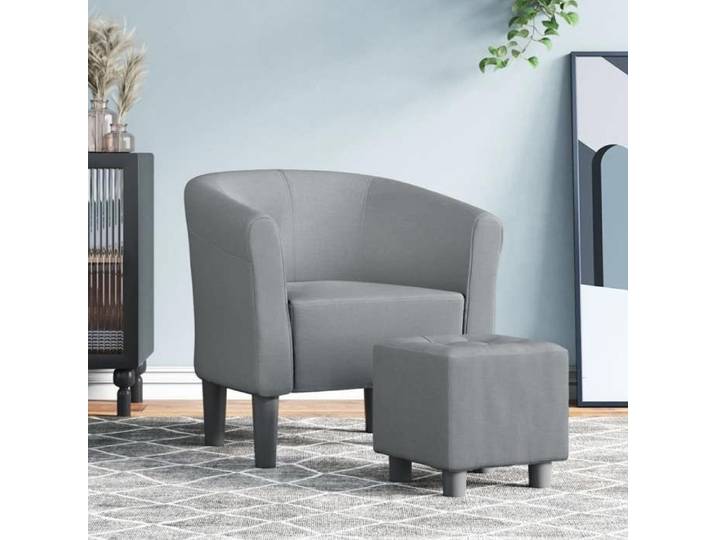 Fauteuil Scandinave Tissu VIDAXL Chaise cabriolet 1 PLACE - avec repose-pied gris clair tissu_8099