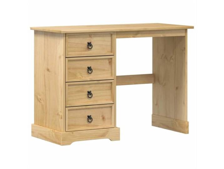 LKJephalotrope Schminktisch Corona 104x47x75 cm Frisiertisch Kiefernholz Vielseitiger Kosmetiktisch fürs Schlafzimmer mit vier praktischen Schubladen und klassischen Metall-Ringgriffen.