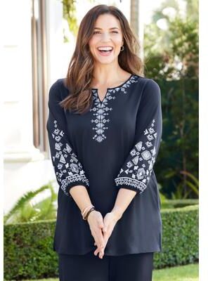 Plus Size Women's AnyWear Kurta Top by Catherines in Navy (Size 3X)