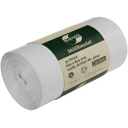 Müllbeutel Deiss RESOURCE Weiß 80 L 50 Stück/Rolle Müllbeutel aus 100% PCR LDPE, Blauer Engel zertifiziert