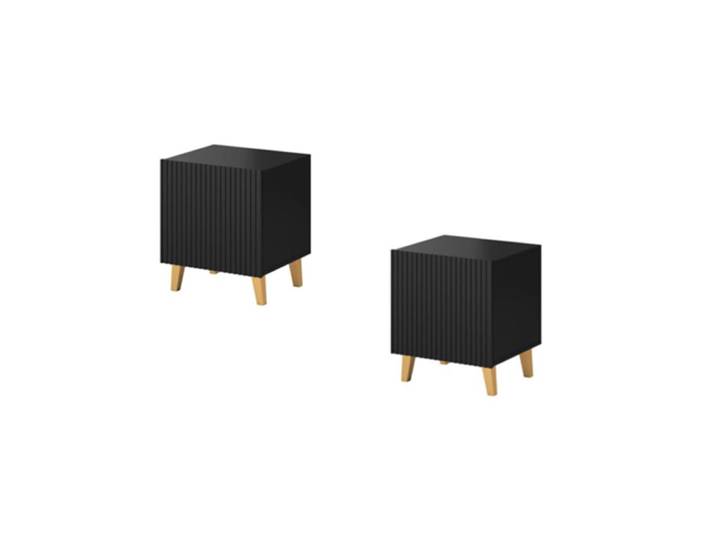 Lot de 2 tables de nuit design cube noir mat