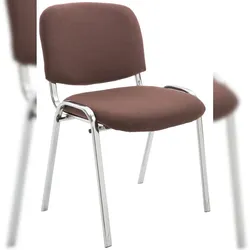 Décoshop26 -Stapelbarer Besucherstuhl für Wartebereiche brauner Stoffbezug 4-beiniges verchromtes Metallgestell 10_0008291