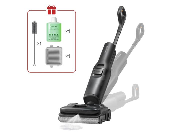 ROBOROCK Nass-Trocken-Akkusauger F25 ACE Pro , schwarz, B:27cm H:110cm T:25cm, Akkusauger, 25.000 Pa, 95 C Selbstreinigung, Dock-Trocknung und App-Anpassung, Nass-Trocken-Akkusauger