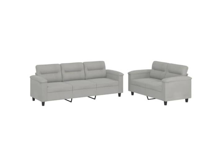 Todiikf 2-TLG Sofagarnitur mit Kissen Hellgrau Polstersofa Set Wohnzimmer Weiches Mikrofasergewebe und dick gepolsterte Kissen bieten hohen Sitzkomfort für Ihr Wohnzimmer oder Gästezimmer.