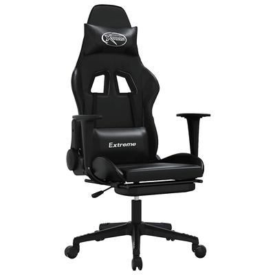 vidaXL Gaming-Stuhl mit Massage & Fußstütze Schwarz Kunstleder