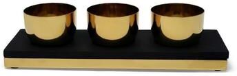 Vivience Gold 3 Bowl Relish Dish with Black Tray