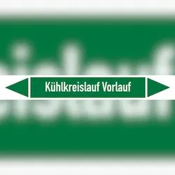 Rohrleitungskennzeichen Kühlkreislauf Vorlauf - 187x26 mm Folie selbstklebend