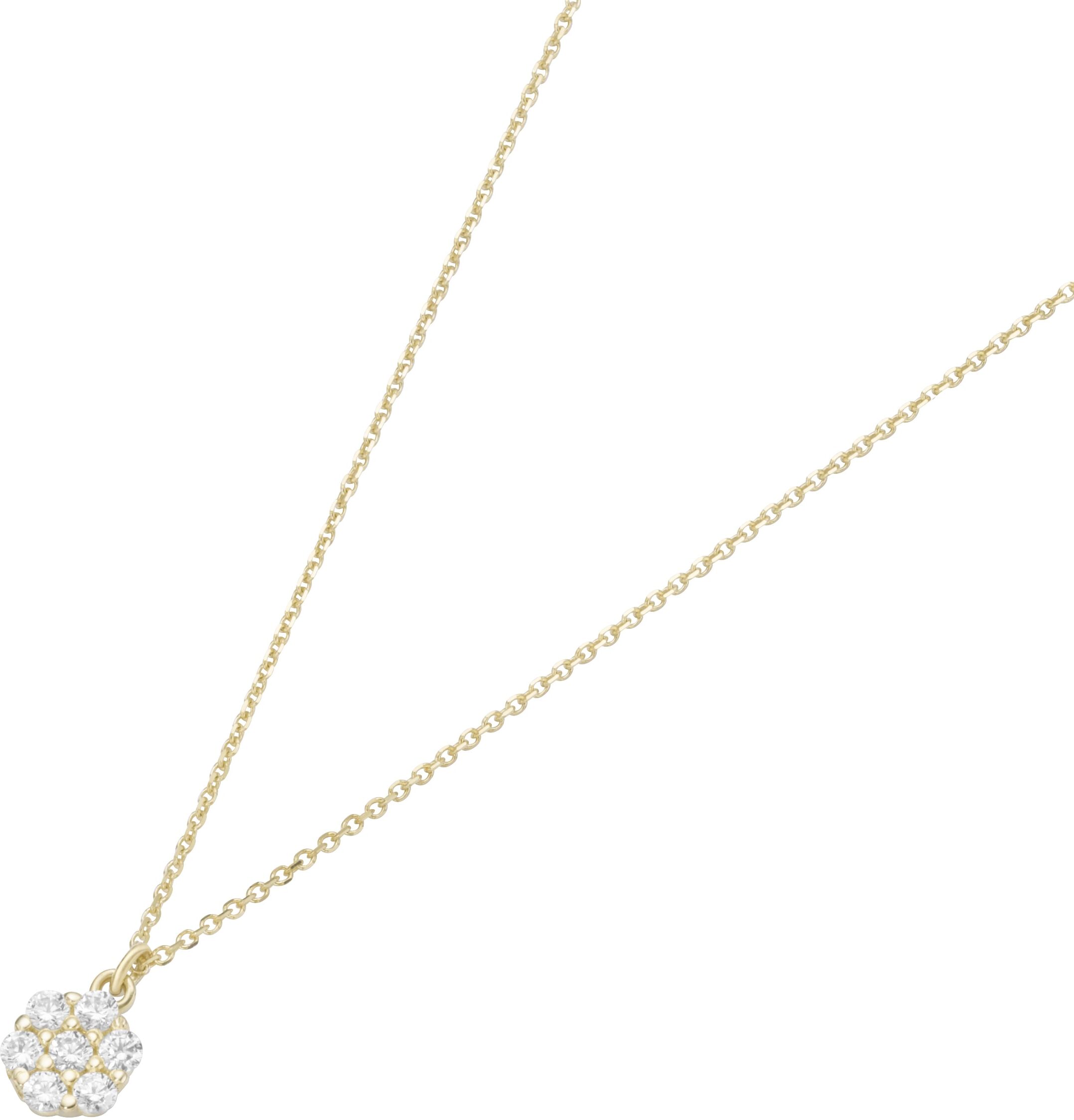 Goldkette LUIGI MERANO "Blüte mit Zirkonia, Gold 375", gold, Halsketten, Damen, 45cm, Goldkette