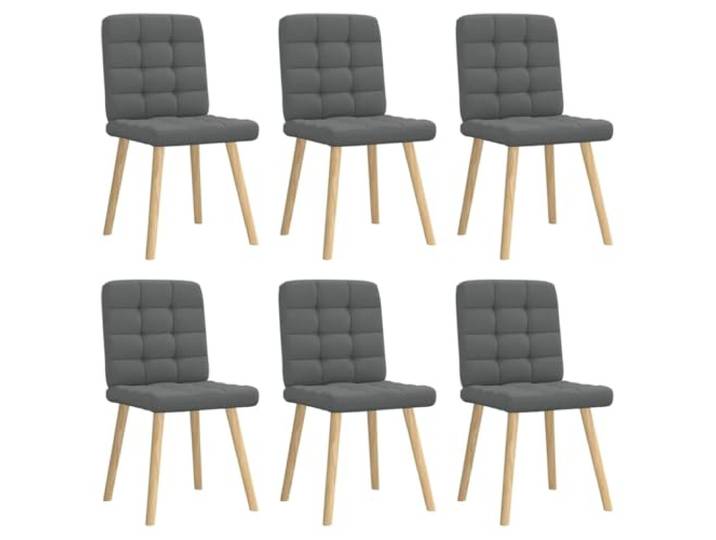 KUTYWEXFM Esszimmerstühle 6er Set Dunkelgrau Polsterstuhl mit Holzbeinen Modernes 6er Set Küchenstühle mit weichem Stoffbezug und Schaumstoffpolsterung für Esstisch, Wohnzimmer oder Gästezimmer.