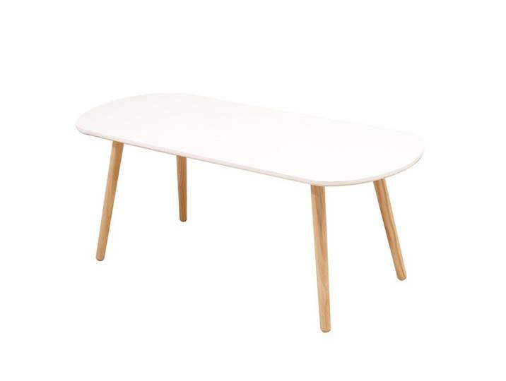 Table Basse Couche en Bois - Table de Salon Moderne - Design Scandinave - Pieds en Bois - 110x50x44 cm - Blanc - LVHCMFOHM