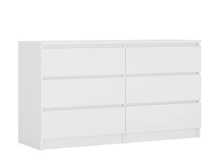 3xE Living Kommode 138 cm, 6 Schubladen, Weiß Matt, 138 x 39 x 79 cm
