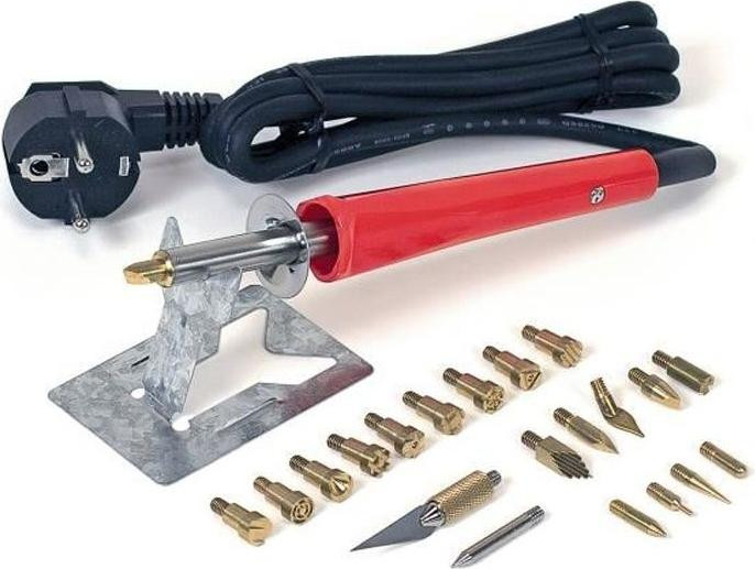 Rothenberger Pyrogravureset rood inclusief accessoires voor hout, leer en kurk