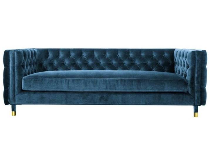 Xlmoebel Chesterfield-Sofa Luxus Blauer Samt Dreisitzer für Hotel und Wohnzimmer, Sofa 1 Teile, Made in Europa