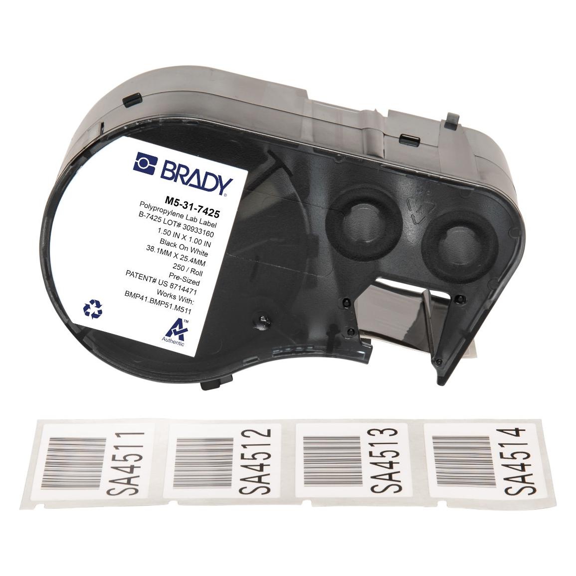 Brady M5-31-7425, Polypropylen, Weiss, 38.10 x 25.40 mm, permanent (250 Etik) (M5-31-7425)