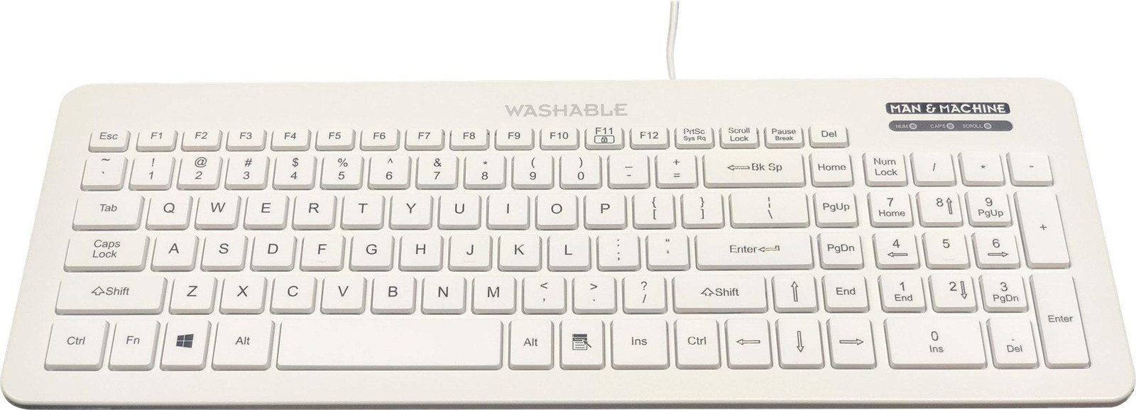Man&Machine Afwasbaar toetsenbord met 104 toetsen, Duitse lay-out, Wit
