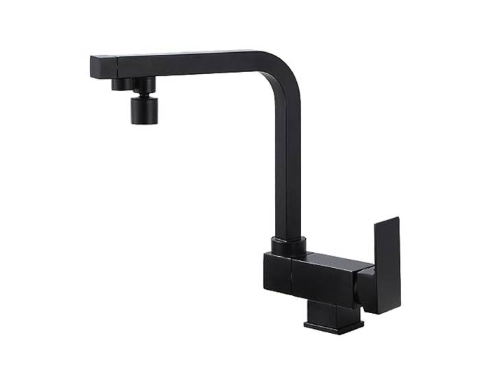 XJTNLB 3 Wege Wasserhahn Küche Vorfenster Küchenarmatur Drehbarer Wasserhahn Küche 2 Strahlarten Mischbatterie Küche für Osmoseanlage,Schwarz,B